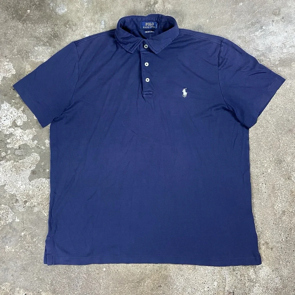 Polo Ralph Lauren Polo Shirt Size XL Navy Blue Pima Soft Touch White Pony Logo